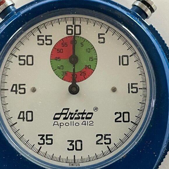 Vintage ARISTO APOLLO 412 Stop Watch Blue Swiss Made WORKING - Picture 10 of 13